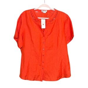 Appraisal Plus | Short Sleeve Blouse in Orange Size 2X